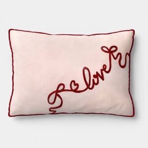 Threshold Pink Pillow with Red 'love' Script